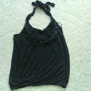 Express lightweight black tie neck halter